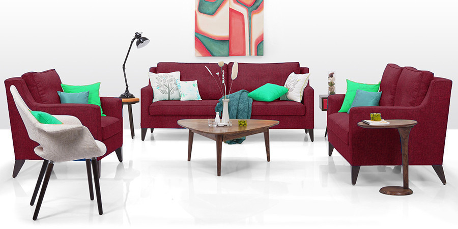 Fleming Fabric Sofa 3Seater (Maroon)